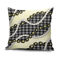 Black Palaka Hawaii Pillow Cover Kukui Nut Pikake Lei Hawaiian Tapa Pattern - Polynesian Pride