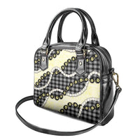 Black Palaka Hawaii Shoulder Handbag Kukui Nut Pikake Lei Hawaiian Tapa Pattern - Polynesian Pride