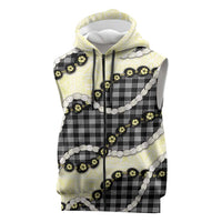 Black Palaka Hawaii Sleeveless Zip Hoodie Kukui Nut Pikake Lei Hawaiian Tapa Pattern - Polynesian Pride