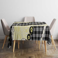 Black Palaka Hawaii Tablecloth Kukui Nut Pikake Lei Hawaiian Tapa Pattern - Polynesian Pride