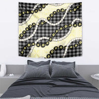 Black Palaka Hawaii Tapestry Kukui Nut Pikake Lei Hawaiian Tapa Pattern - Polynesian Pride