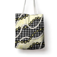 Black Palaka Hawaii Tote Bag Kukui Nut Pikake Lei Hawaiian Tapa Pattern - Polynesian Pride