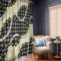 Black Palaka Hawaii Window Curtain Kukui Nut Pikake Lei Hawaiian Tapa Pattern - Polynesian Pride