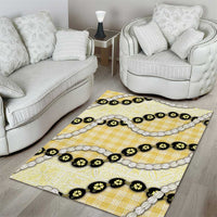 Yellow Palaka Hawaii Area Rug Kukui Nut Pikake Lei Hawaiian Tapa Pattern - Polynesian Pride