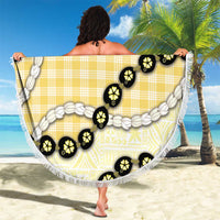 Yellow Palaka Hawaii Beach Blanket Kukui Nut Pikake Lei Hawaiian Tapa Pattern - Polynesian Pride