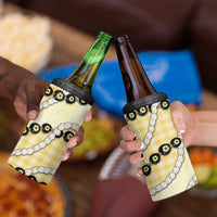 Yellow Palaka Hawaii 4 in 1 Can Cooler Tumbler Kukui Nut Pikake Lei Hawaiian Tapa Pattern - Polynesian Pride