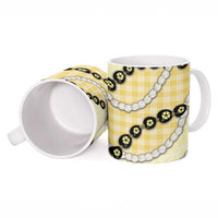 Yellow Palaka Hawaii Ceramic Mug Kukui Nut Pikake Lei Hawaiian Tapa Pattern - Polynesian Pride