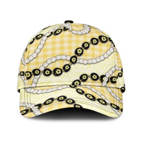 Yellow Palaka Hawaii Classic Cap Kukui Nut Pikake Lei Hawaiian Tapa Pattern - Polynesian Pride