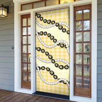 Yellow Palaka Hawaii Door Cover Kukui Nut Pikake Lei Hawaiian Tapa Pattern - Polynesian Pride