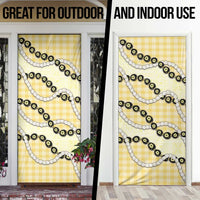 Yellow Palaka Hawaii Door Cover Kukui Nut Pikake Lei Hawaiian Tapa Pattern - Polynesian Pride