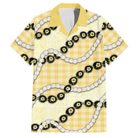 Yellow Palaka Hawaii Family Matching Long Sleeve Bodycon Dress and Hawaiian Shirt Kukui Nut Pikake Lei Hawaiian Tapa Pattern LT14 Dad's Shirt - Short Sleeve Yellow - Polynesian Pride