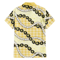 Yellow Palaka Hawaii Family Matching Puletasi and Hawaiian Shirt Kukui Nut Pikake Lei Hawaiian Tapa Pattern - Polynesian Pride