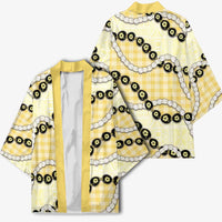 Yellow Palaka Hawaii Kimono Kukui Nut Pikake Lei Hawaiian Tapa Pattern - Polynesian Pride