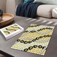 Yellow Palaka Hawaii Puzzle Kukui Nut Pikake Lei Hawaiian Tapa Pattern - Polynesian Pride