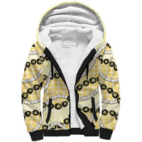 Yellow Palaka Hawaii Sherpa Hoodie Kukui Nut Pikake Lei Hawaiian Tapa Pattern - Polynesian Pride