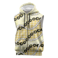 Yellow Palaka Hawaii Sleeveless Zip Hoodie Kukui Nut Pikake Lei Hawaiian Tapa Pattern - Polynesian Pride