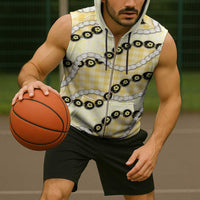 Yellow Palaka Hawaii Sleeveless Zip Hoodie Kukui Nut Pikake Lei Hawaiian Tapa Pattern - Polynesian Pride