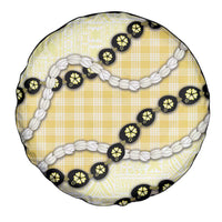 Yellow Palaka Hawaii Spare Tire Cover Kukui Nut Pikake Lei Hawaiian Tapa Pattern - Polynesian Pride
