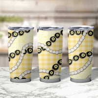 Yellow Palaka Hawaii Tumbler Cup Kukui Nut Pikake Lei Hawaiian Tapa Pattern - Polynesian Pride