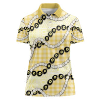 Yellow Palaka Hawaii Women Polo Shirt Kukui Nut Pikake Lei Hawaiian Tapa Pattern - Polynesian Pride
