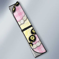 Pink Palaka Hawaii Auto Sun Shade Kukui Nut Pikake Lei Hawaiian Tapa Pattern - Polynesian Pride