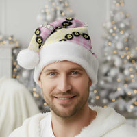 Pink Palaka Hawaii Christmas Santa Hat Kukui Nut Pikake Lei Hawaiian Tapa Pattern - Polynesian Pride