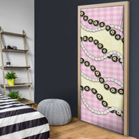 Pink Palaka Hawaii Door Cover Kukui Nut Pikake Lei Hawaiian Tapa Pattern - Polynesian Pride