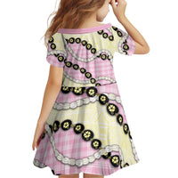 Pink Palaka Hawaii Family Matching Long Sleeve Bodycon Dress and Hawaiian Shirt Kukui Nut Pikake Lei Hawaiian Tapa Pattern LT14 - Polynesian Pride