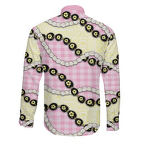 Pink Palaka Hawaii Family Matching Long Sleeve Bodycon Dress and Hawaiian Shirt Kukui Nut Pikake Lei Hawaiian Tapa Pattern LT14 - Polynesian Pride