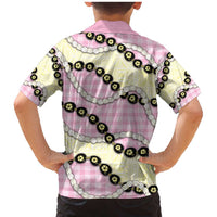 Pink Palaka Hawaii Family Matching Mermaid Dress and Hawaiian Shirt Kukui Nut Pikake Lei Hawaiian Tapa Pattern LT14 - Polynesian Pride
