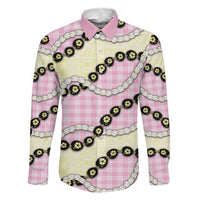 Pink Palaka Hawaii Family Matching Mermaid Dress and Hawaiian Shirt Kukui Nut Pikake Lei Hawaiian Tapa Pattern LT14 Dad's Shirt - Long Sleeve Pink - Polynesian Pride