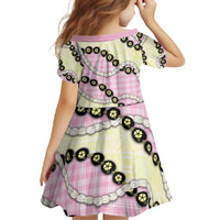 Pink Palaka Hawaii Family Matching Off Shoulder Maxi Dress and Hawaiian Shirt Kukui Nut Pikake Lei Hawaiian Tapa Pattern - Polynesian Pride