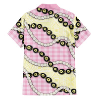 Pink Palaka Hawaii Family Matching Short Sleeve Bodycon Dress and Hawaiian Shirt Kukui Nut Pikake Lei Hawaiian Tapa Pattern LT14 - Polynesian Pride