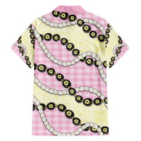 Pink Palaka Hawaii Family Matching Summer Maxi Dress and Hawaiian Shirt Kukui Nut Pikake Lei Hawaiian Tapa Pattern LT14 - Polynesian Pride