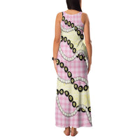 Pink Palaka Hawaii Family Matching Tank Maxi Dress and Hawaiian Shirt Kukui Nut Pikake Lei Hawaiian Tapa Pattern - Polynesian Pride