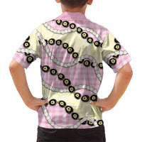 Pink Palaka Hawaii Kid Hawaiian Shirt Kukui Nut Pikake Lei Hawaiian Tapa Pattern - Polynesian Pride