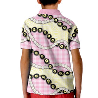 Pink Palaka Hawaii Kid Polo Shirt Kukui Nut Pikake Lei Hawaiian Tapa Pattern - Polynesian Pride