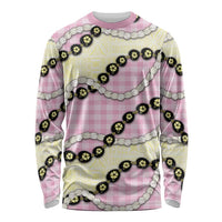 Pink Palaka Hawaii Long Sleeve Shirt Kukui Nut Pikake Lei Hawaiian Tapa Pattern - Polynesian Pride