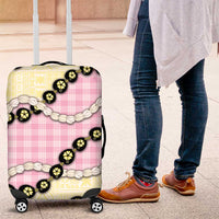 Pink Palaka Hawaii Luggage Cover Kukui Nut Pikake Lei Hawaiian Tapa Pattern - Polynesian Pride