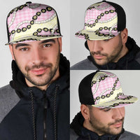 Pink Palaka Hawaii Mesh Trucker Cap Kukui Nut Pikake Lei Hawaiian Tapa Pattern - Polynesian Pride