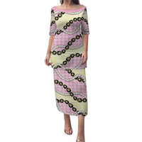 Pink Palaka Hawaii Puletasi Kukui Nut Pikake Lei Hawaiian Tapa Pattern - Polynesian Pride