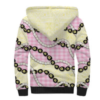 Pink Palaka Hawaii Sherpa Hoodie Kukui Nut Pikake Lei Hawaiian Tapa Pattern - Polynesian Pride