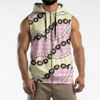 Pink Palaka Hawaii Sleeveless Zip Hoodie Kukui Nut Pikake Lei Hawaiian Tapa Pattern - Polynesian Pride
