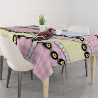 Pink Palaka Hawaii Tablecloth Kukui Nut Pikake Lei Hawaiian Tapa Pattern - Polynesian Pride