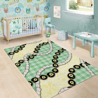 Green Palaka Hawaii Area Rug Kukui Nut Pikake Lei Hawaiian Tapa Pattern - Polynesian Pride