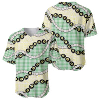 Green Palaka Hawaii Baseball Jersey Kukui Nut Pikake Lei Hawaiian Tapa Pattern - Polynesian Pride