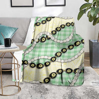 Green Palaka Hawaii Blanket Kukui Nut Pikake Lei Hawaiian Tapa Pattern - Polynesian Pride