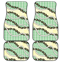 Green Palaka Hawaii Car Mats Kukui Nut Pikake Lei Hawaiian Tapa Pattern - Polynesian Pride
