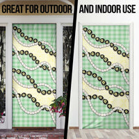 Green Palaka Hawaii Door Cover Kukui Nut Pikake Lei Hawaiian Tapa Pattern - Polynesian Pride