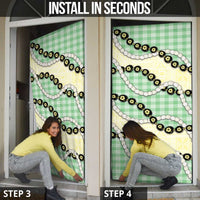 Green Palaka Hawaii Door Cover Kukui Nut Pikake Lei Hawaiian Tapa Pattern - Polynesian Pride